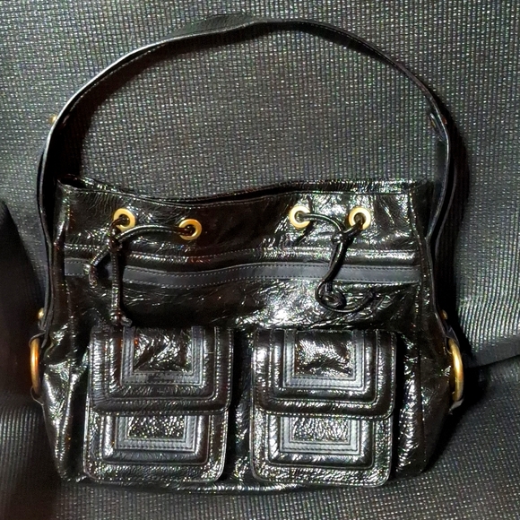 Kate Landry patent leather Black Handbag Purse - Picture 1 of 9